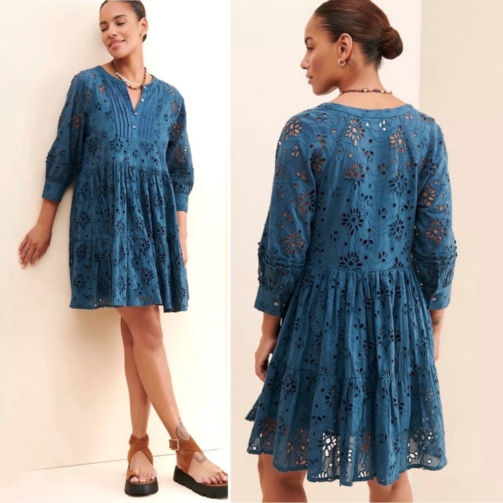Anthropologie Blue Lace Dress